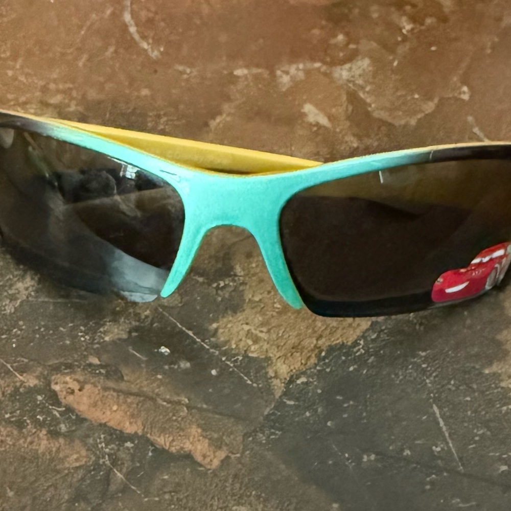 Lightening McQueen Kids Sunglasses with Teal and Yellow Frame